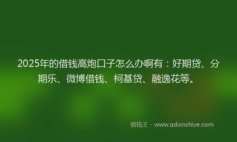 2025年的借钱高炮口子怎么办啊有：好期贷、分期乐、微博借钱、柯基贷、融逸花等。