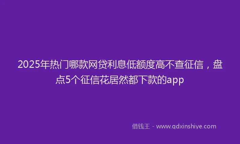 2025年热门哪款网贷利息低额度高不查征信，盘点5个征信花居然都下款的app