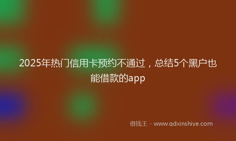 2025年热门信用卡预约不通过，总结5个黑户也能借款的app