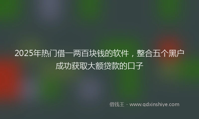 2025年热门借一两百块钱的软件，整合五个黑户成功获取大额贷款的口子