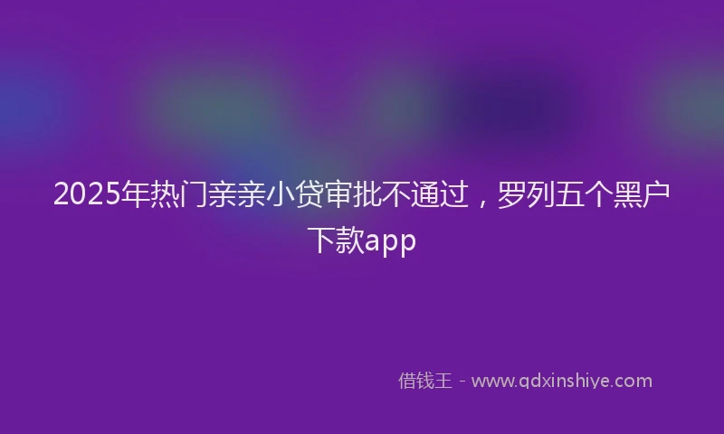 2025年热门亲亲小贷审批不通过，罗列五个黑户下款app