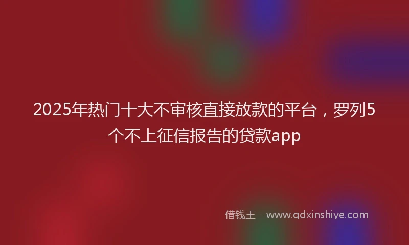 2025年热门十大不审核直接放款的平台，罗列5个不上征信报告的贷款app
