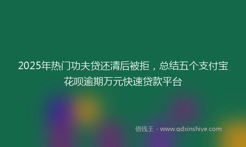 2025年热门功夫贷还清后被拒，总结五个支付宝花呗逾期万元快速贷款平台