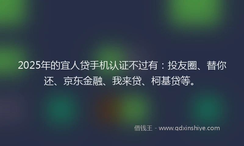 2025年的宜人贷手机认证不过有：投友圈、替你还、京东金融、我来贷、柯基贷等。