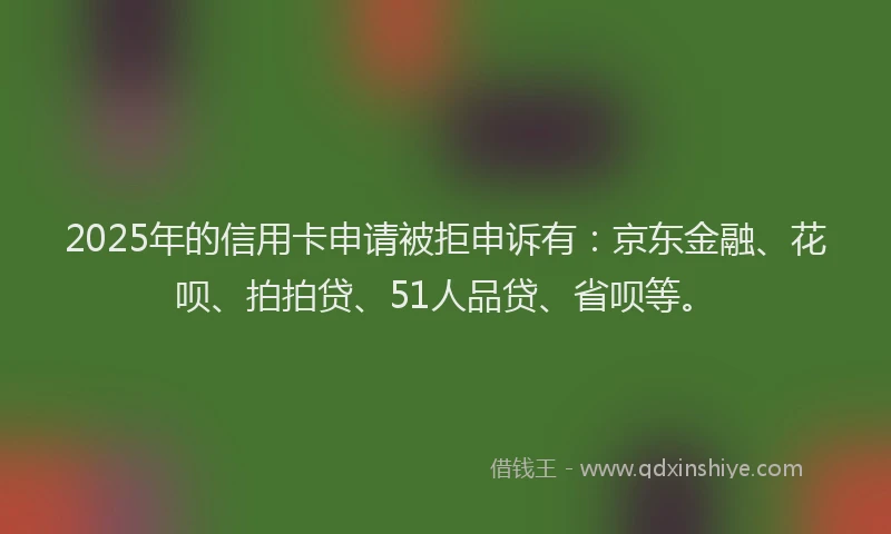2025年的信用卡申请被拒申诉有：京东金融、花呗、拍拍贷、51人品贷、省呗等。