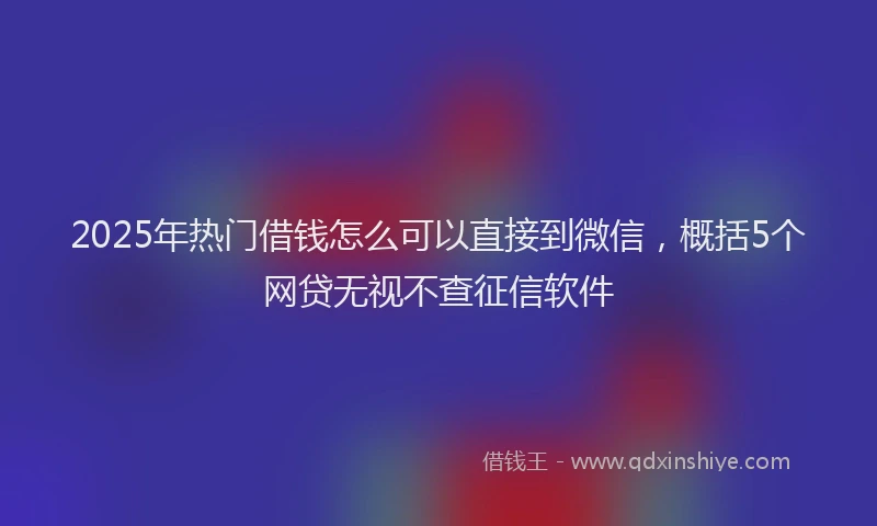 2025年热门借钱怎么可以直接到微信，概括5个网贷无视不查征信软件