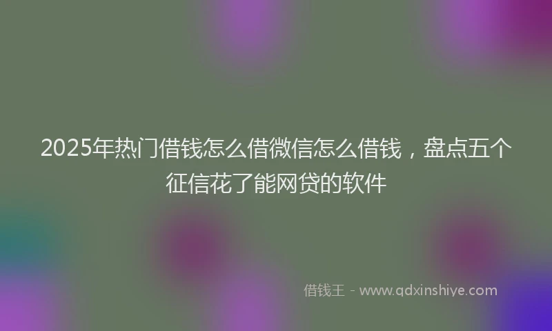 2025年热门借钱怎么借微信怎么借钱，盘点五个征信花了能网贷的软件