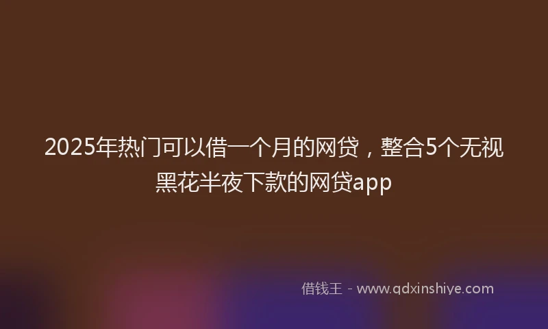 2025年热门可以借一个月的网贷，整合5个无视黑花半夜下款的网贷app