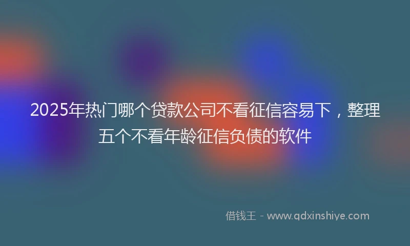 2025年热门哪个贷款公司不看征信容易下，整理五个不看年龄征信负债的软件