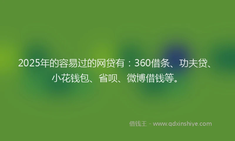 2025年的容易过的网贷有：360借条、功夫贷、小花钱包、省呗、微博借钱等。