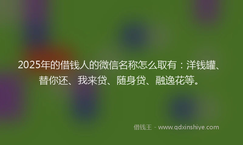 2025年的借钱人的微信名称怎么取有：洋钱罐、替你还、我来贷、随身贷、融逸花等。