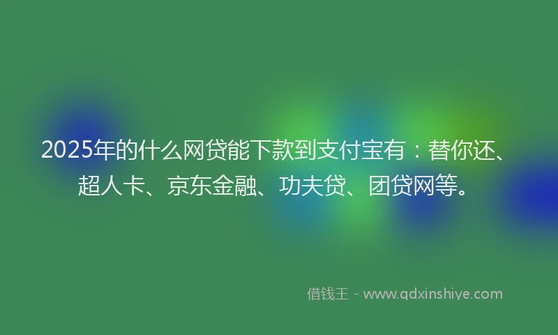 2025年的什么网贷能下款到支付宝有：替你还、超人卡、京东金融、功夫贷、团贷网等。