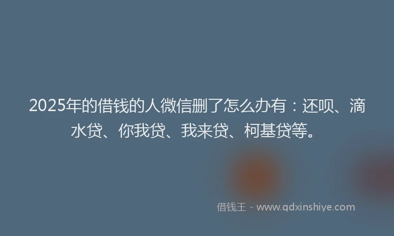2025年的借钱的人微信删了怎么办有：还呗、滴水贷、你我贷、我来贷、柯基贷等。