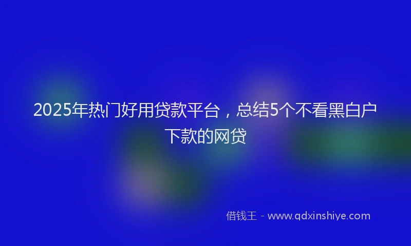 2025年热门好用贷款平台，总结5个不看黑白户下款的网贷