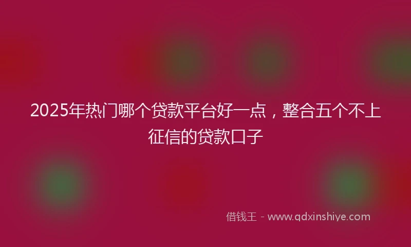 2025年热门哪个贷款平台好一点，整合五个不上征信的贷款口子