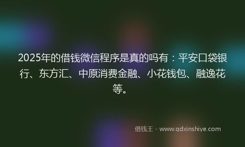 2025年的借钱微信程序是真的吗有：平安口袋银行、东方汇、中原消费金融、小花钱包、融逸花等。