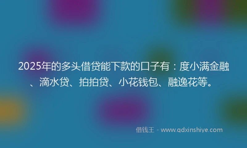 2025年的多头借贷能下款的口子有：度小满金融、滴水贷、拍拍贷、小花钱包、融逸花等。