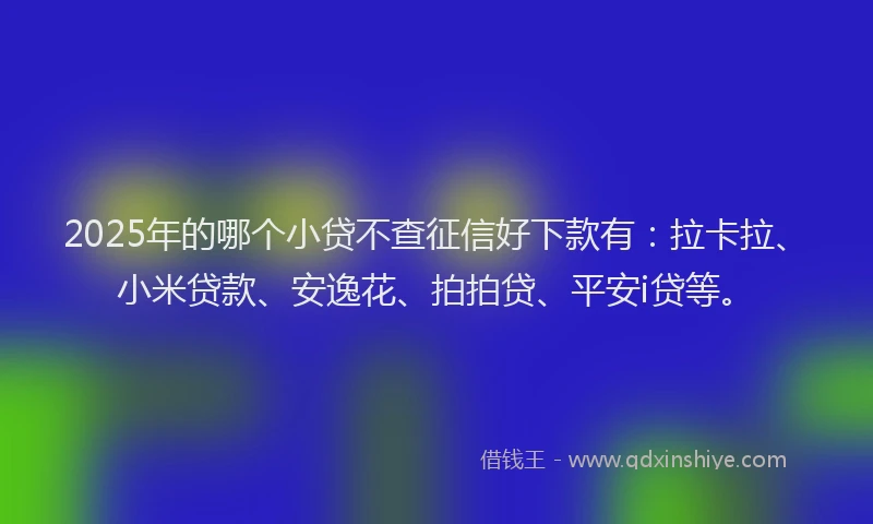 2025年的哪个小贷不查征信好下款有：拉卡拉、小米贷款、安逸花、拍拍贷、平安i贷等。