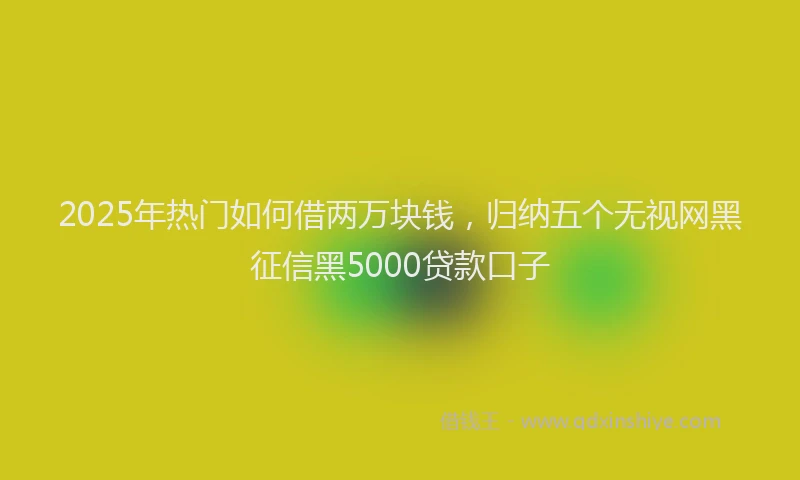 2025年热门如何借两万块钱，归纳五个无视网黑征信黑5000贷款口子