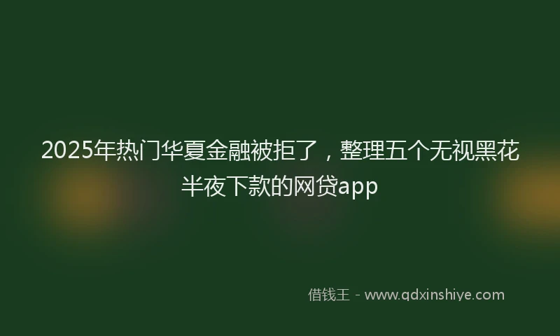 2025年热门华夏金融被拒了，整理五个无视黑花半夜下款的网贷app
