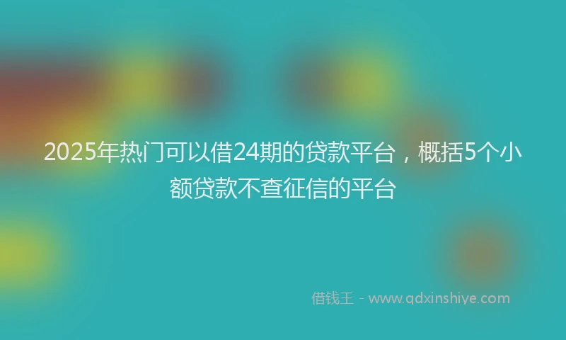 2025年热门可以借24期的贷款平台，概括5个小额贷款不查征信的平台