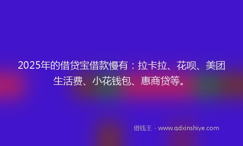 2025年的借贷宝借款慢有：拉卡拉、花呗、美团生活费、小花钱包、惠商贷等。