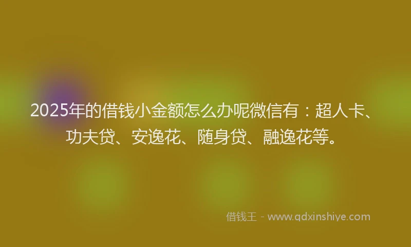 2025年的借钱小金额怎么办呢微信有：超人卡、功夫贷、安逸花、随身贷、融逸花等。