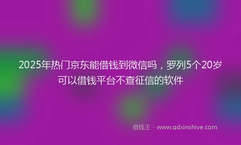 2025年热门京东能借钱到微信吗，罗列5个20岁可以借钱平台不查征信的软件