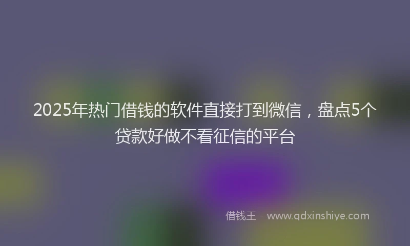 2025年热门借钱的软件直接打到微信，盘点5个贷款好做不看征信的平台