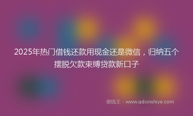 2025年热门借钱还款用现金还是微信，归纳五个摆脱欠款束缚贷款新口子
