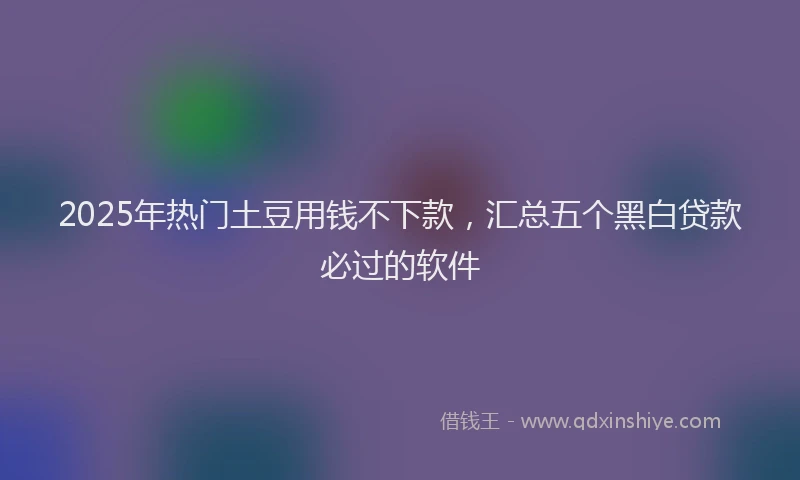2025年热门土豆用钱不下款，汇总五个黑白贷款必过的软件