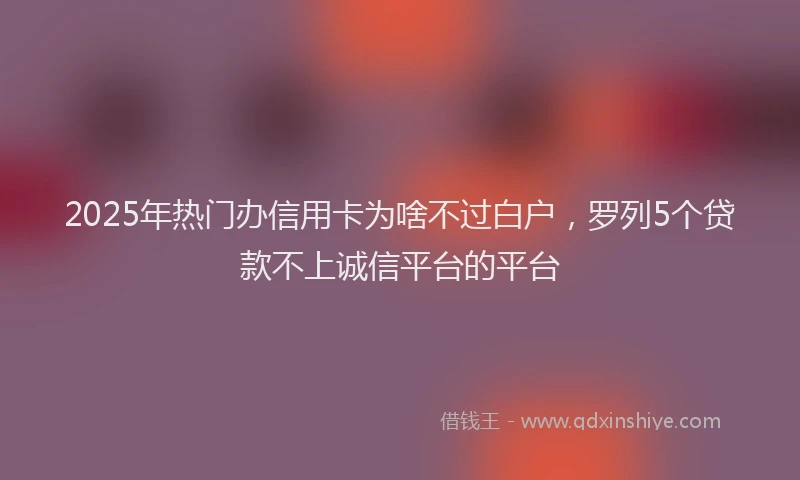 2025年热门办信用卡为啥不过白户，罗列5个贷款不上诚信平台的平台