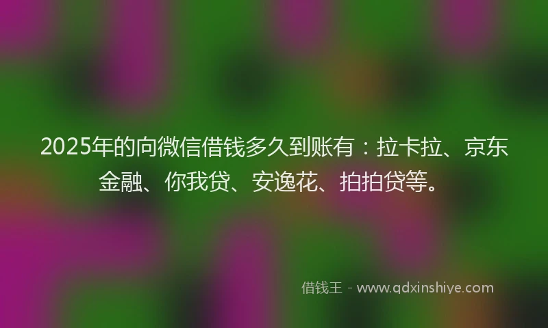 2025年的向微信借钱多久到账有：拉卡拉、京东金融、你我贷、安逸花、拍拍贷等。