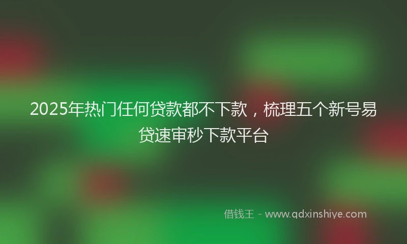 2025年热门任何贷款都不下款，梳理五个新号易贷速审秒下款平台