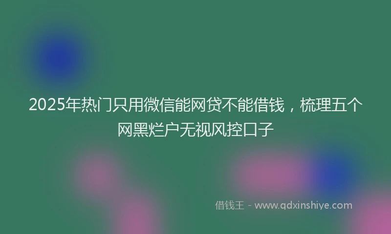 2025年热门只用微信能网贷不能借钱，梳理五个网黑烂户无视风控口子