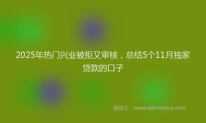 2025年热门兴业被拒又审核，总结5个11月独家贷款的口子