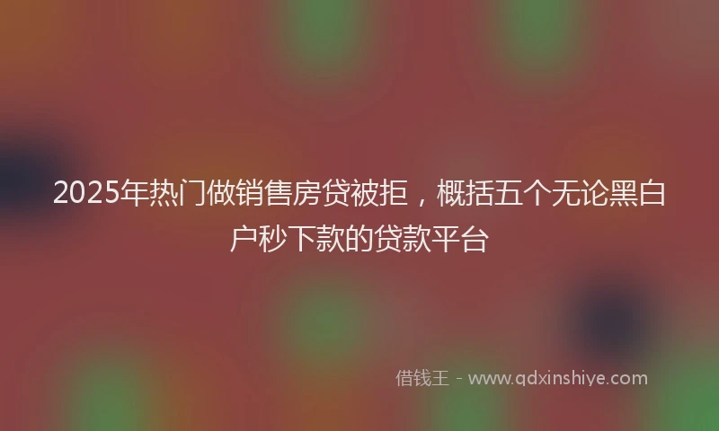 2025年热门做销售房贷被拒，概括五个无论黑白户秒下款的贷款平台