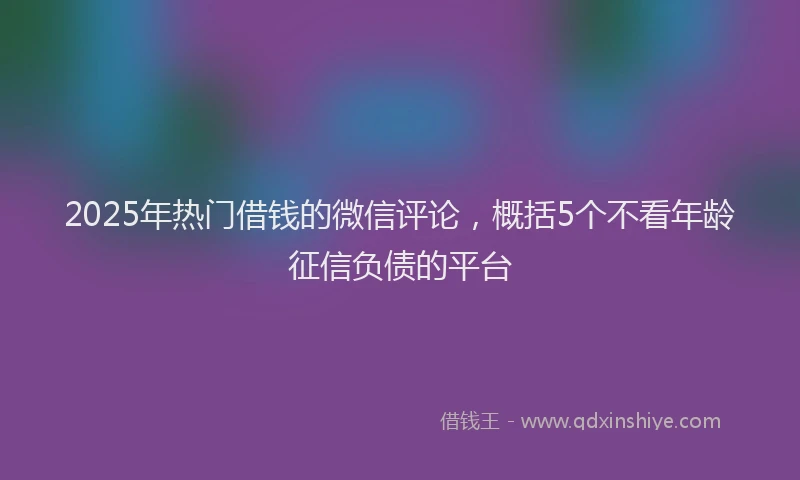 2025年热门借钱的微信评论，概括5个不看年龄征信负债的平台