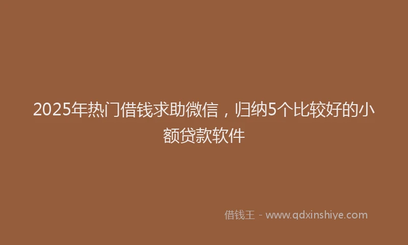 2025年热门借钱求助微信，归纳5个比较好的小额贷款软件