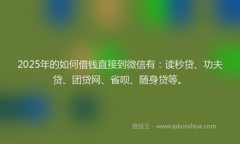 2025年的如何借钱直接到微信有：读秒贷、功夫贷、团贷网、省呗、随身贷等。