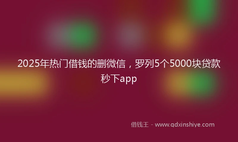 2025年热门借钱的删微信，罗列5个5000块贷款秒下app