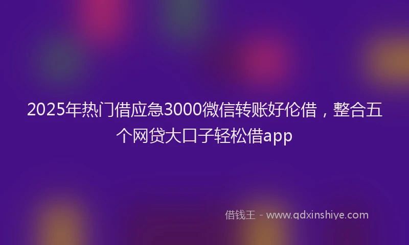 2025年热门借应急3000微信转账好伦借，整合五个网贷大口子轻松借app