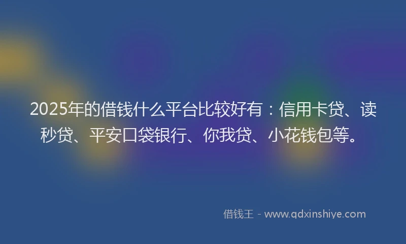 2025年的借钱什么平台比较好有：信用卡贷、读秒贷、平安口袋银行、你我贷、小花钱包等。