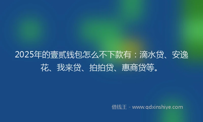 2025年的壹贰钱包怎么不下款有：滴水贷、安逸花、我来贷、拍拍贷、惠商贷等。