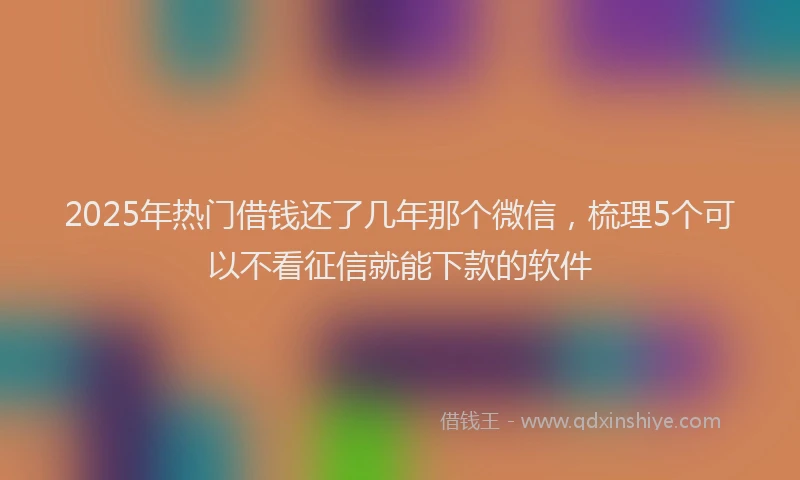 2025年热门借钱还了几年那个微信，梳理5个可以不看征信就能下款的软件