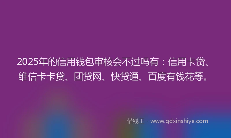 2025年的信用钱包审核会不过吗有：信用卡贷、维信卡卡贷、团贷网、快贷通、百度有钱花等。