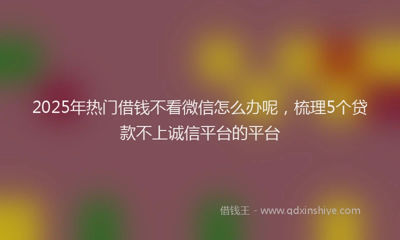 2025年热门借钱不看微信怎么办呢，梳理5个贷款不上诚信平台的平台
