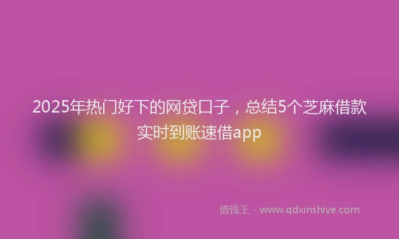 2025年热门好下的网贷口子，总结5个芝麻借款实时到账速借app