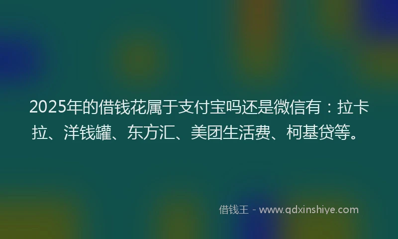 2025年的借钱花属于支付宝吗还是微信有：拉卡拉、洋钱罐、东方汇、美团生活费、柯基贷等。