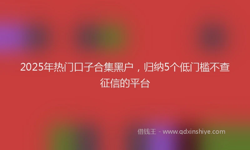 2025年热门口子合集黑户，归纳5个低门槛不查征信的平台